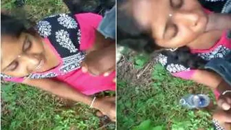 Village Girl Giving Sloppy Blowjob Outdoors Behind The Fields