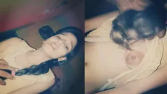 Indian Babe Pressing Her Boobs Riding Cock Like Crazy On Top