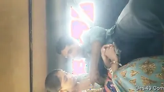 Rajasthani Couple Playing With Her Tits And Stroking Him