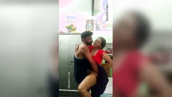 Desi Couple Standing And Fucking Hard Against The Bedroom Wall