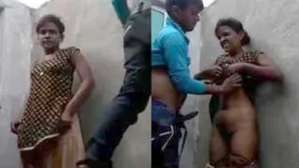 Village Teen Taking It Standing From Behind In Outdoor Session