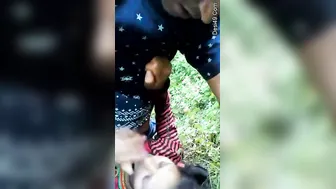 Desi Lovers Making Out Outdoors Before She Sucks Him Off Good