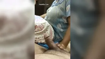 Wife Stroking And Playing With His Dick Fast Before Riding