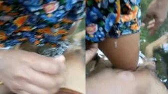 Indian Wife Sucking Dick Outdoors Risky Public Blowjob Caught