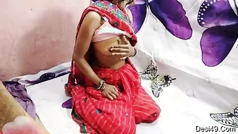 Brother Catching Bhabhi In Red Saree And Fucking Her At Home