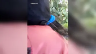 College GF Kissing Boyfriend Outdoors In Public