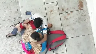 GF Giving Sloppy Blowjob Outside Under The Trees Nearby
