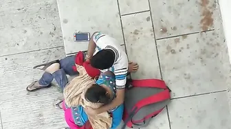 GF Giving Sloppy Blowjob Outside Under The Trees Nearby