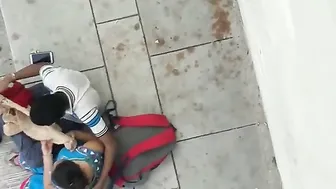 GF Giving Sloppy Blowjob Outside Under The Trees Nearby