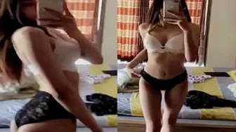 Sexy GF Teasing Naked In Mirror Sending Video To Lover