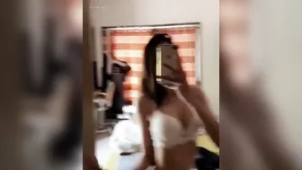 Sexy GF Teasing Naked In Mirror Sending Video To Lover