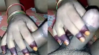 Big Tits Wife Stroking Cock And Playing With His Balls