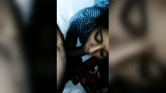 Tamil Aunty On Her Knees Giving Sloppy Blowjob To Her Boyfriend