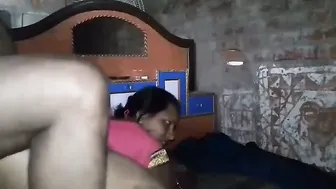 Village Wife In Pink Saree Getting Hammered By Husband At Home