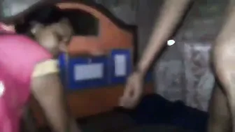 Village Wife In Pink Saree Getting Hammered By Husband At Home