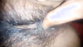 Hairy Village Housewife Getting Stretched With Dotted Protection