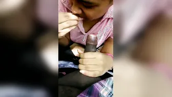 Sexy GF On Knees Sucking Boyfriend Dick In Living Room