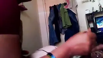 Servant Jerking His Cock Fast Until He Cums All Over Himself