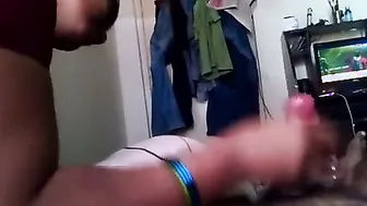 Servant Jerking His Cock Fast Until He Cums All Over Himself