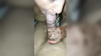 Indian Wife On Her Knees Giving Hubby Sloppy Morning Head Today