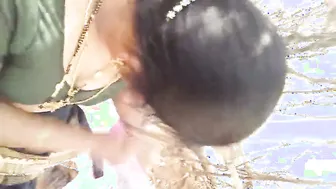 Mature Aunty Giving Outdoor Blowjob Showing Off Her Big Tits