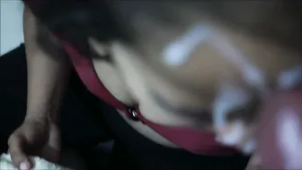 Horny Wife Giving Messy Blowjob And Taking Cum All Over Face