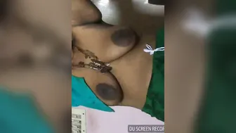 Mature Aunty Showing Off Her Big Natural Boobs On Camera