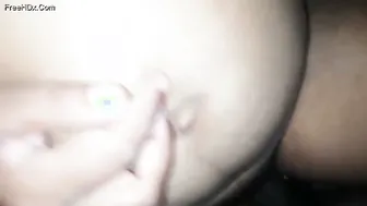 Squeezing Her Big Milky Tits While Fucking Her Doggy On The Bed