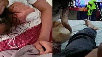 Shy Wife Getting Her Tits Squeezed While Sucking His Dick