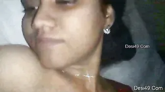 Tamil Babe Squeezing Her Tits While Giving Him Sloppy Head