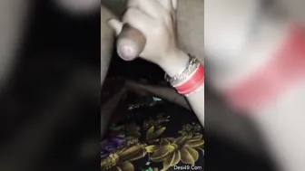 Newly Wed Bride Stroking His Hard Dick With Both Soft Hands
