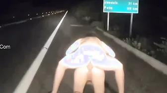 Horny Couple Fucking In Car Parked On Empty Highway At Night