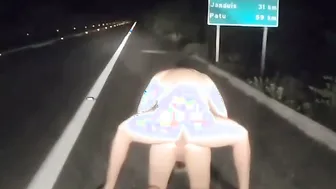 Horny Couple Fucking In Car Parked On Empty Highway At Night