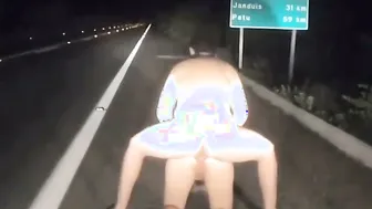 Horny Couple Fucking In Car Parked On Empty Highway At Night
