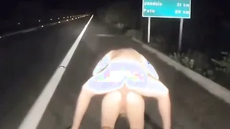 Horny Couple Fucking In Car Parked On Empty Highway At Night