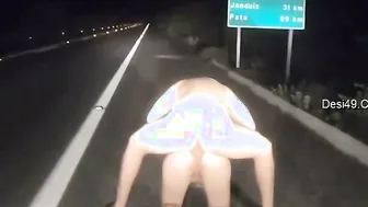 Horny Couple Fucking In Car Parked On Empty Highway At Night