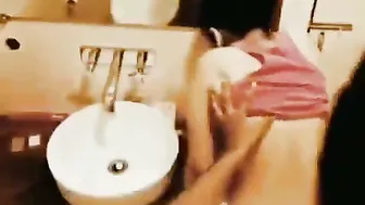 Fucking My GF Against The Bathroom Wall While Wet