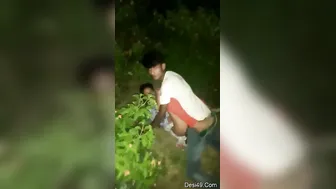 Lovers Sneaking Outside To Fuck Against The Wall In Private