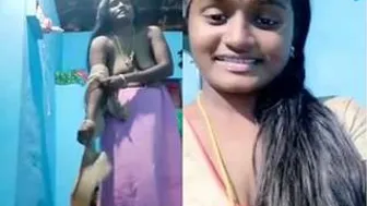 Tamil Housewife Bhabhi Flashing Her Big Tits And Wet Pussy