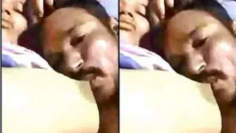 Village Wife Moaning As He Sucks Her Big Natural Brown Titties