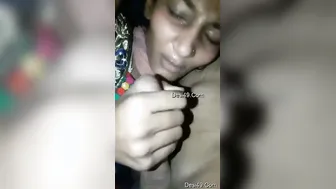 Village Babe Giving Her Man A Sloppy Blowjob In Their Bedroom