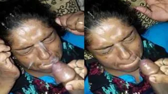 Hubby Finishing All Over His Horny Wife's Pretty Face