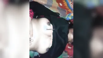 Village Slut Moaning Loud While Her Man Pounds Her Tight Holes