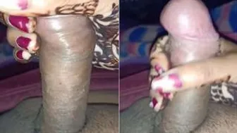 Newly Married Wife Jerking Off Her Husband On Wedding Night