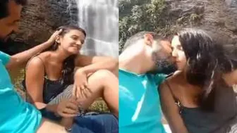 Young Lovers Kissing Deeply Before She Jerks Him Outside