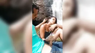 Young Lovers Kissing Deeply Before She Jerks Him Outside
