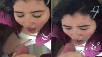 Boyfriend Covering His Girlfriend's Face With His Hot Thick Load