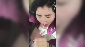 Boyfriend Covering His Girlfriend's Face With His Hot Thick Load