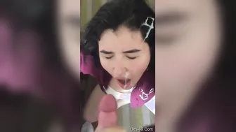 Boyfriend Covering His Girlfriend's Face With His Hot Thick Load