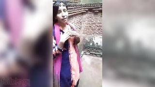 Village girl showing wobblers outdoors for her lover video